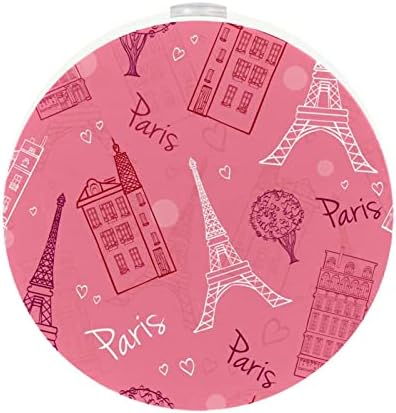 2 Pacote de plug-in nightlight LED Night Light France Paris Eiffel Tower Pink com sensor do anoitecer para o quarto