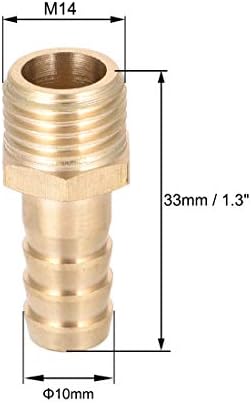 conector de ajuste de bronze uxcell métrico m14-1.5 masculino para barb Fit Hose ID 10mm 2pcs