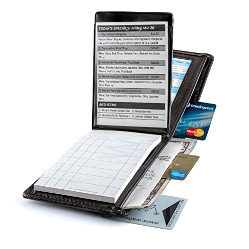 Waiter Wallet Jr. Organizador de livros de servidores Deluxe com inserção de bolso transparente | Inclui Pad Pedra de Educação