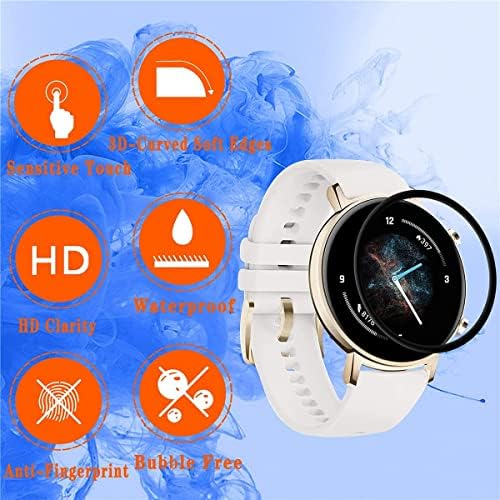 【3 pacote】 Protetor de tela para Huawei Watch GT2 42mm - 3D Curved Soft Edge Protective Film - Anti -Scratch - Anti -Fingerprint - HD Clarity - Bubble Free