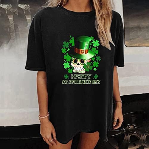 Tops Women Cotton St Patricks Dia Mulher Manga curta Crew letra letra de folha de folha de folha impressa camiseta solta