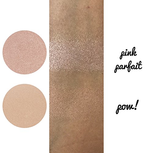 Maquiagem de pó prensado com parfait rosa - beleza junkees super fosco destacando iluminador, destaque da paleta magnética Pan 37mm, paraben glúten crueldade grátis cosméticos