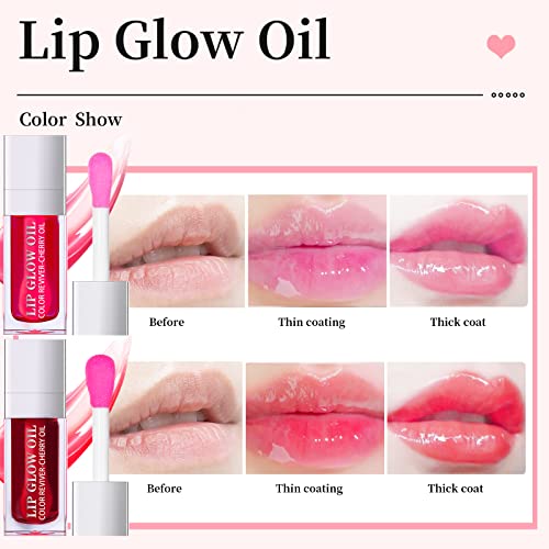 Hosaily 2pcs Hidratando Lip Glow Oil Set Pink TINTED PLUMPING LIP CARE LIBRO BALM BALM BIG APLICADOR CLARO TOOT TOOT NOURIZENTO