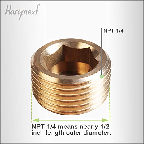 Horiznext brass 1/4 plugue de tubo NPT, conjunto de soquete de balcão rosqueado, acessórios de metal hexépo