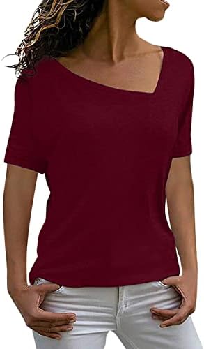 Camisa de camisa para mulheres de manga curta Moda de verão casual camiseta estampada de camiseta cor bloco de colorido v pesco