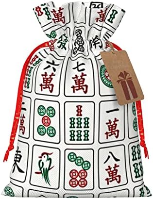 Aunsttern Prawstrings Sacos de presente de Natal Mahjong-China-Culture-Hipster apresenta sacos de embrulho de sacos