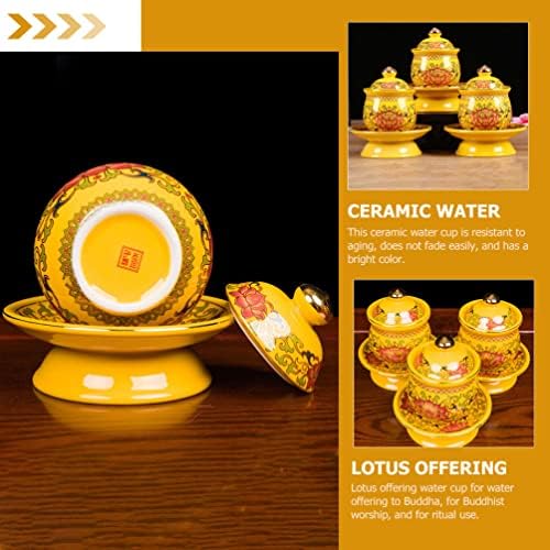 Cabilock tibetano que oferece água tibetana de água budista que oferece xícaras de altar de água xícara de água buda copo riqueza adoração de vinho cálice de chá de sacrifício para meditação de ioga xícaras decorativas