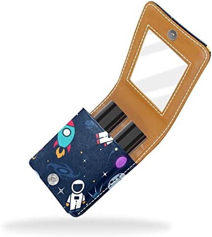 Caixa de batom de Guerotkr, organizador de batom de Lip Gloss de couro com espelho, mini saco de suporte de batom, universo estrelado