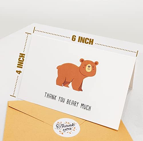 Conjunto de cartões de agradecimento de Biturat 48, Pacote de Cartões de NOTAS Agradecedor de Animal, Cartões engraçados