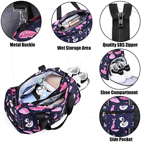 Bolsa de dança garotas ginástica bolsa de ginástica infantil saco de mochila unicórnio de viagem durante a noite com compartimentos