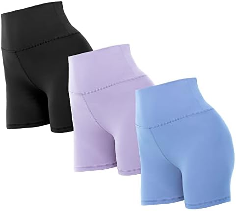 Gayhay 3 pacote shorts de motociclistas femininos - shorts macios de gola alta de 5 de cintura alta para o treino atlético Yoga