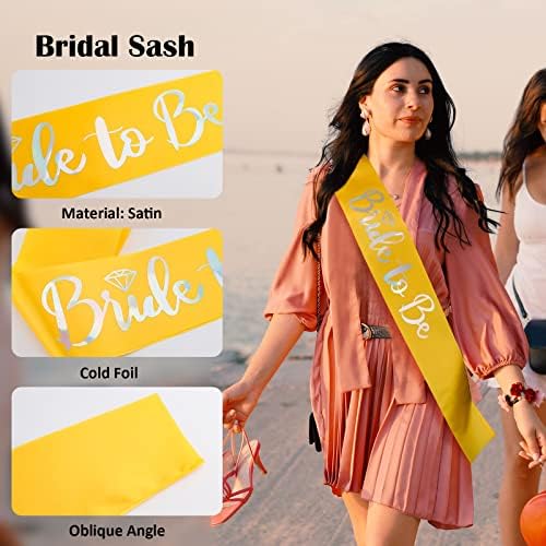 Ondder Gold Noiva para ser Tiara Sash Veil para Bachelorette Party Bride Crown Tiara Bridal Sash Veil Shower Bridal Bachelorette