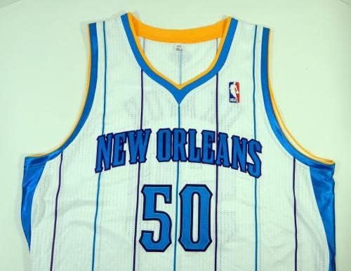 2011-12 New Orleans Hornets EMEKA OKAFOR 50 Jogo emitiu White Jersey 3xl4 6 - jogo da NBA usado