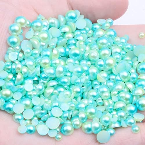 IMITAÇÃO DE IMITAÇÃO DE IMITAÇÃO DE 1000PCS BEADS Tamanhos mistos 3/4/5/6mm Meio redondo pérolas de pérolas de pérolas chapas