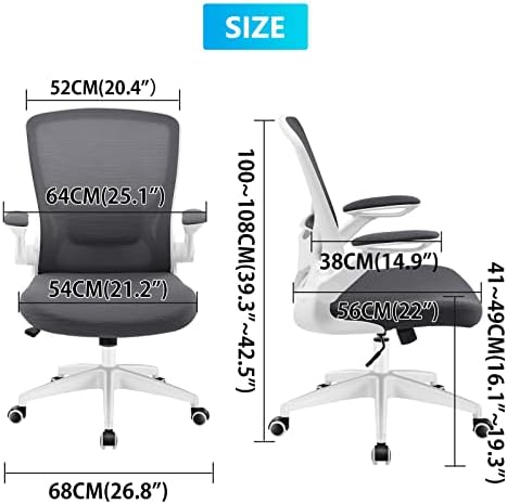 Cadeira de escritório ergonômico de Kerdom, cadeira de mesa de malha respirável, cadeira de computador de suporte lombar com rodas