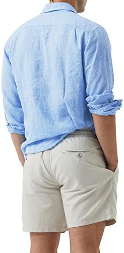 Jmierr masculino de algodão masculino casual de botão de manga longa de manga longa camisa de manga longa