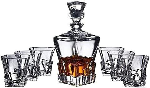 Whisky Decantador Whisky Decanter Wine Decanter Decanters de uísque e 6 copos de copos de copos, cristais soprados à mão