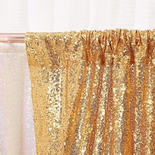 Cortina de pano de fundo de lantejoulas de ouro, 4 peças 3 pés x 8 pés de lantejoulas de painéis de lantejoulas, cortinas de fundo de