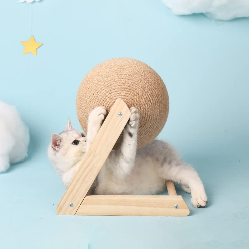 Zlxdp gato arranhando bola madeira stand móveis de estimação sisal corda bola brinquedo gatinho escalada scratcher moer pata brinquedos de raspador para gatos