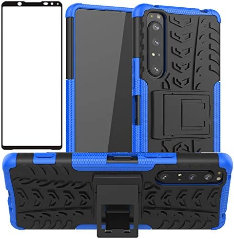 Caixa de telefone para Sony Xperia 1 II/Experia 1II 5G com capa de protetor de tela de vidro temperado e suporte de