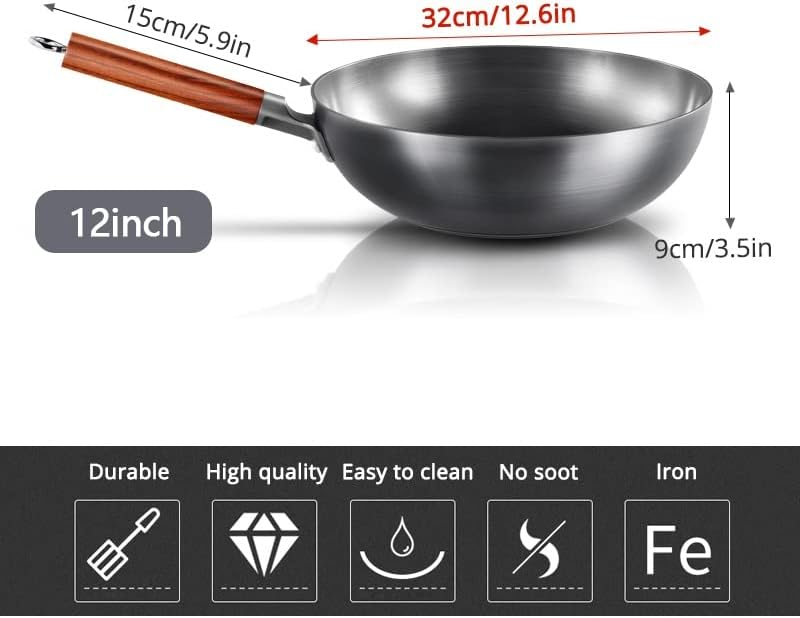 Czdyuf Iron wok tradicional de ferro tradicional wok pan não-bastão pan não revestimento e panelas de panela a gás
