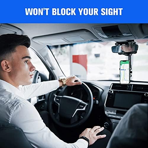Porte do espelho retrovisor para o carro para carro, suporte para vista traseira - suporte de telefone rotativo e retrátil,
