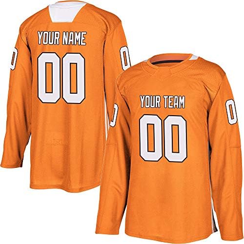 Orange Customized Ice Hockey Jersey for Men Women Youth S -8XL Nome e números de costura autênticos - projete o seu próprio