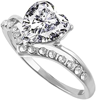 Yistu toca anel vintage Printage Princess personalizado Diamond Zircon Engagement em forma de coração Anéis femininos 46 anéis