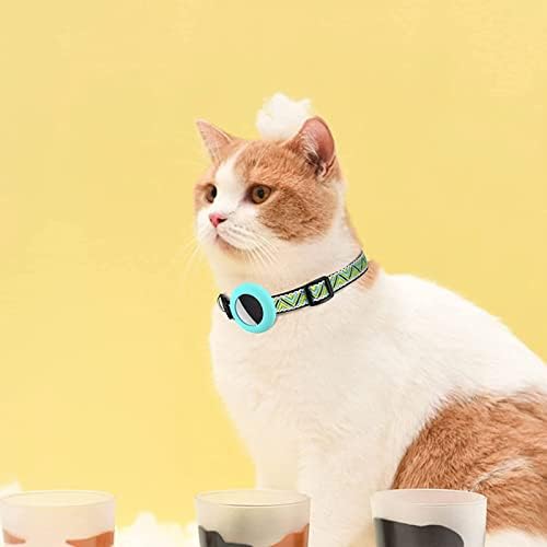 2 pacote de gato de pacote de gato, fivela de segurança de gatinho destacável ajustável e suporte de etiqueta de ar de silicone com sino compatível com colares de animais geométricos de airtag