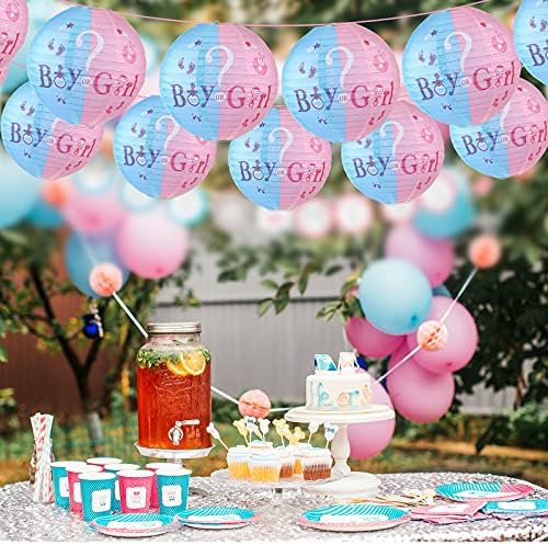 6 peças gênero revelam festa decorações penduradas azul rosa bebê menino ou menina gênero revela adereços idéias de papel lanternas