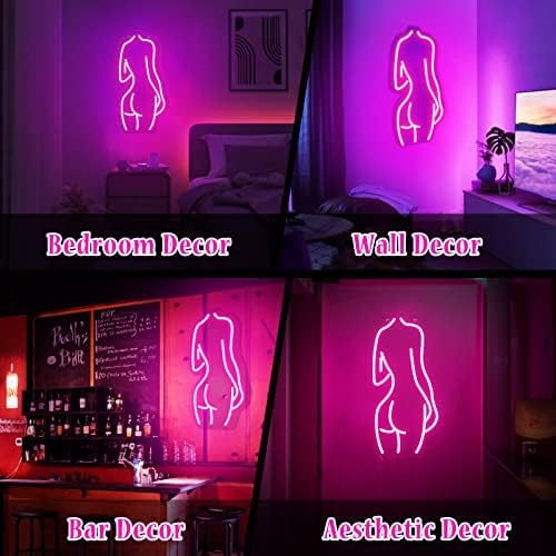Sugarneon Lady Back Neon Sign, sinal de neon feminino para decoração de parede, sinal de LED rosa para o quarto, placas de bar,