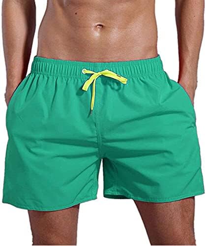 Baús de natação para homens da BEUU, shorts de treinamento de tábua de praia de secagem rápida com forro de malha e cordão