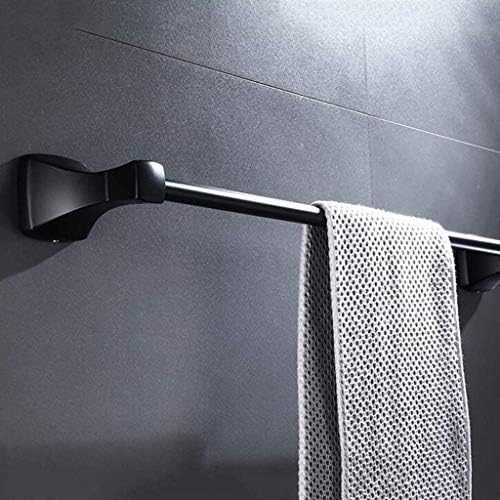 Titulares de toalhas de alumínio espacial montado na parede ZYHMW, sem perfuração de banheiro de haste única trilho de toalha, cabide manual para a cozinha e toilet, anodização, à prova de ferrugem, 62x8.5cm, preto
