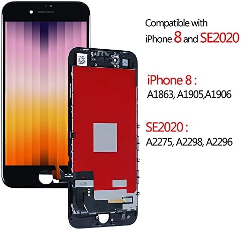 Ayake para iPhone 8/SE 2020 Substituição de tela Preto, Montagem Full Retina LCD Touch Digitizer com ferramentas de reparo para iPhone 8 SE2 A2275, A2298, A2296
