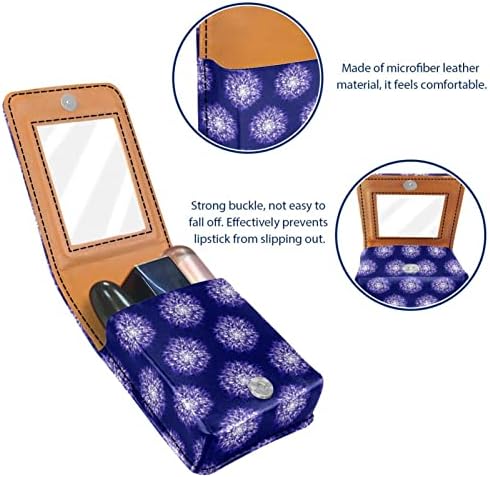 Bolsa de batom de batom de maquiagem de oryuekan com espelho portátil de armazenamento de armazenamento portátil de armazenamento de armazenamento labial de armazenamento, roxo dahlia vintage floral