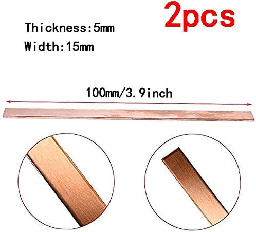 Folha de cobre Huilun Brass 2pcs 100mm/3. 9 polegadas T2 Cu de metal barra plana artesanato Diy espessura de metalworking