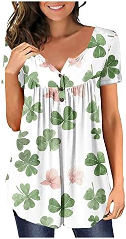 Tshirts femininos de manga curta túnicos de verão quatro folhas trevo st patricks dia blusas camisas casuais camiseta de