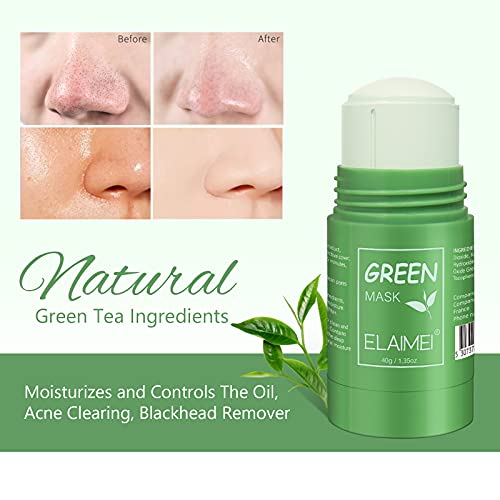 Máscara de chá verde Stick - 2pack, máscara de chá verde de limpeza profunda por poros para o rosto hidrata, controle de óleo, removedor
