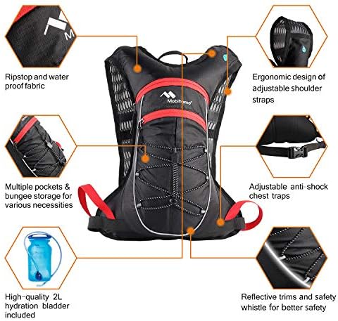 Mochila Mobihome Backpack e 2L de hidratação de água à prova de vazamento, mochila leve e pacote de hidratação, corrida, caminhada,