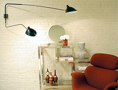 Descompor dois braços a lâmpada de parede giratória Restauração de braço curvo Luz vintage Meio do século Mobiliário moderno