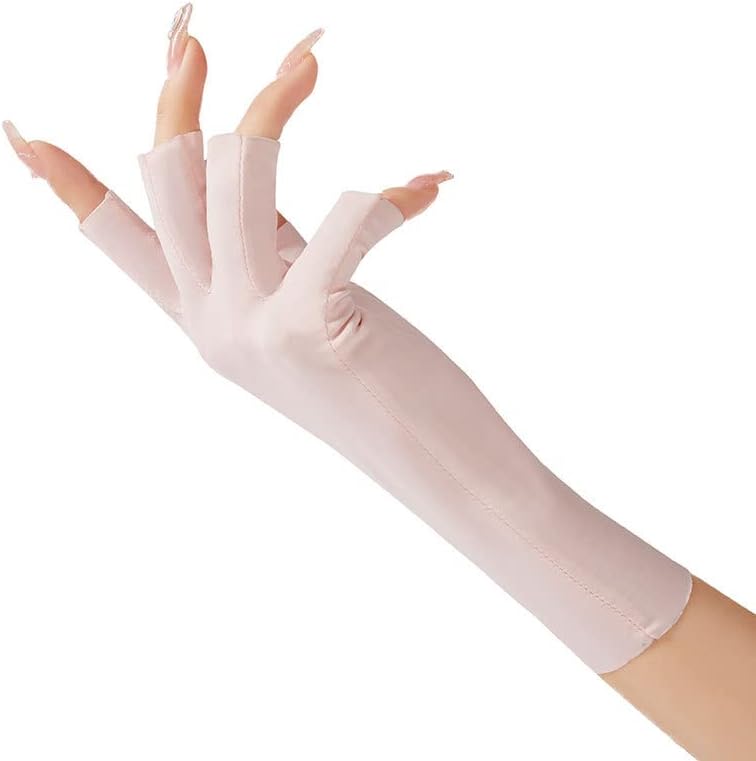 Caysep Women Anti -UV Luvas para lâmpada de unhas de gel ， unhas artes de pele para a pele Anti -luva anti -UV protege as
