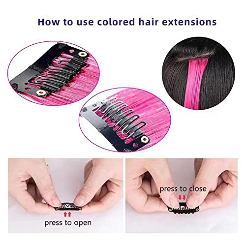 Extensões de cabelo coloridas de tengniuniu em roxo 12 peças destaque