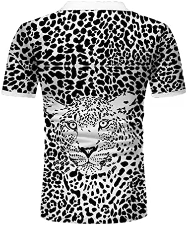 BMISEGM Summer Work Camisetas para homens Men Primavera Camisa de moda da moda zíper da lapela Leopard Camisa de impressão curta