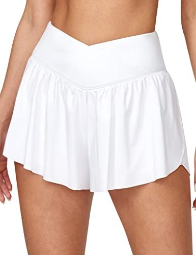 Iuga 2 em 1 short fluxo shorts de borboleta crossover shorts para mulheres de alta cintura atlética Roupas de skort preppy