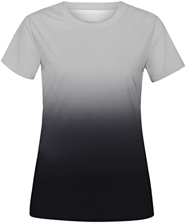Adpan feminino diariamente impressão de verão o tanque de pescoço camisetas de manga curta camisas de exercícios casuais