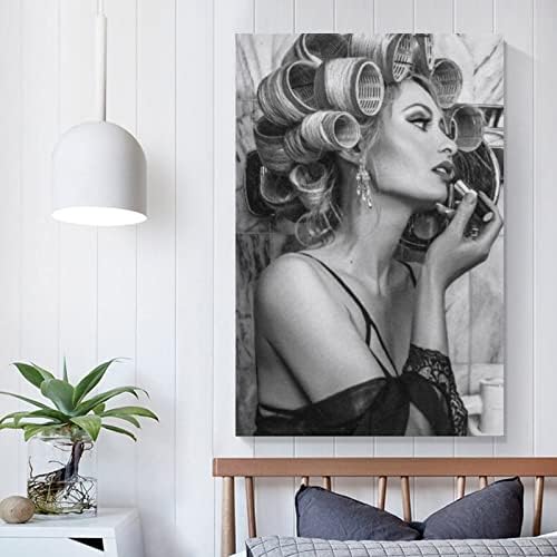 Pôster de cabeleireiro vintage Retro Beauty Curling Irons Decoração de parede sala estética Tipográfica Poste Painting Posters and Prints