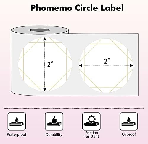 Phomemo 4x6 térmica Rótulo de remessa direta com rótulo de círculo rosa 2 '', compatível com Rollo, Munbyn, Zebra, Fargo Label Printer