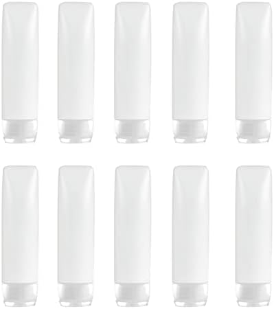 YXC 10PCS PE Travel Tamanho Garrafas de 1,7 onças de aperto com tampa de lampe de lixeira Combate BPA Tubos recarregáveis ​​grátis