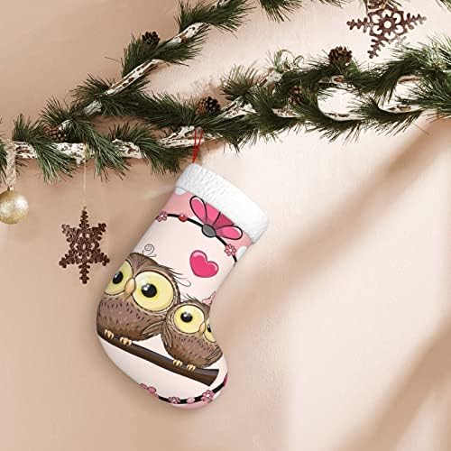 Yilequan 18 polegadas meias de Natal meias clássicas, corujas fofas, para decorações de festas de Natal para férias