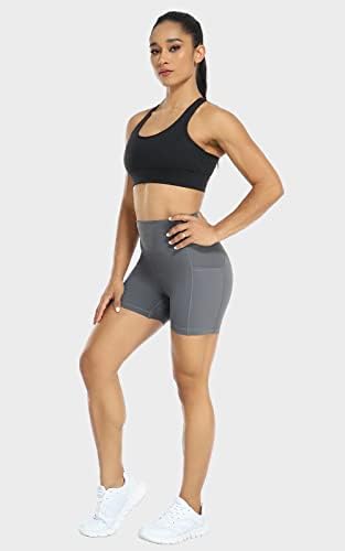 Songful Women Biker Shorts, shorts de ioga atlética de 4 ' /8' 'de cintura alta com bolsos para corrida, treino, exercício